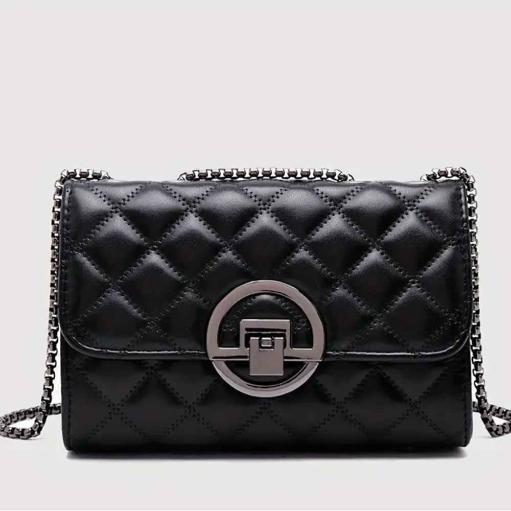 Elegant Unbranded Black Quilted Crossbody Chain Bag- NIP - Picture 10 of 12